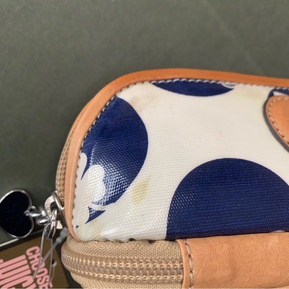 Retro Juicy Couture Pam & Gela Blue White Light Brown Zip-Up Pouch New with Tags - Picture 12 of 12